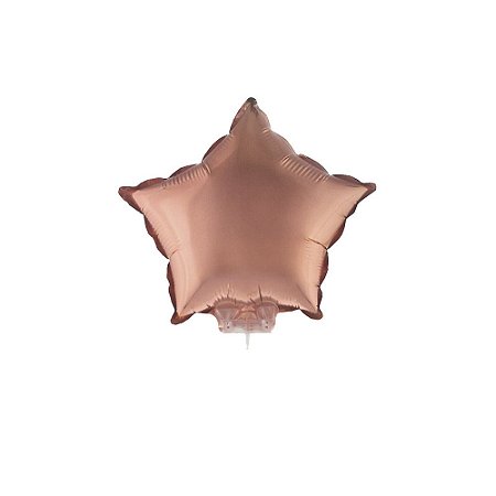 Balão Estrela 11" 28cm C/ Vareta Rose Gold Metalizado