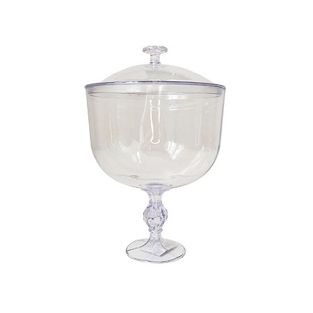 Taça Americana Transparente Acrílica 1.250ml C/Tampa Sobremesas