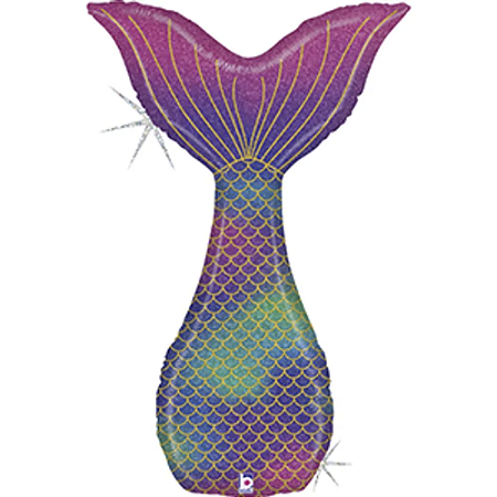 Balão Metalizado Cauda Sereia Holográfica 46" Decorar Festas