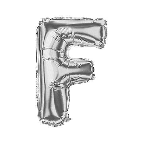 Letra F Maiúscula 16" 41cm Prata Metalizado C/Vareta Não Flutua