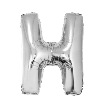 Letra H Maiúscula 16" 41cm Prata Metalizado C/Vareta Não Flutua