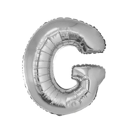 Letra G Maiúscula 16" 41cm Prata Metalizado C/Vareta Não Flutua