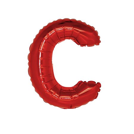 Letra C 16" 41cm Vermelha Metalizado C/Vareta Não Flutua
