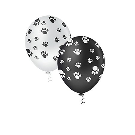 Balão Pic Pic Fantasia Pegadas Dog Sort Preto Branco 10" 25un