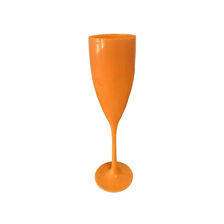 Taça De Champagne Liso Laranja Neon 180ML Acrílico Decoração