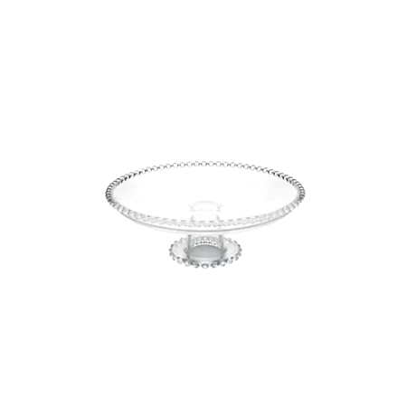 Prato Bolinha Pequeno Com Pé Cristal Decorativo 20x9