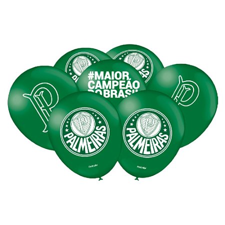 Balão Palmeirinha Especial 9" Verd/Bco 25un Decoração Festa