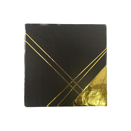 Guardanapo Preto Geométrico Dourado Folha Dupla 10 fls 33x33