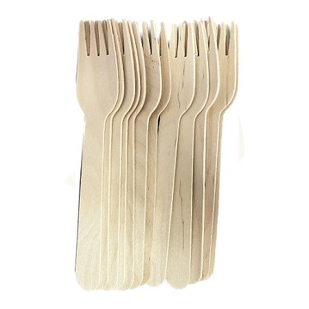 Garfo De Madeira Natural 16CM Decorativa Festas 12un