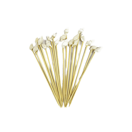 Enfeite De Bambu Concha Espeto Decoração Festas 20unid