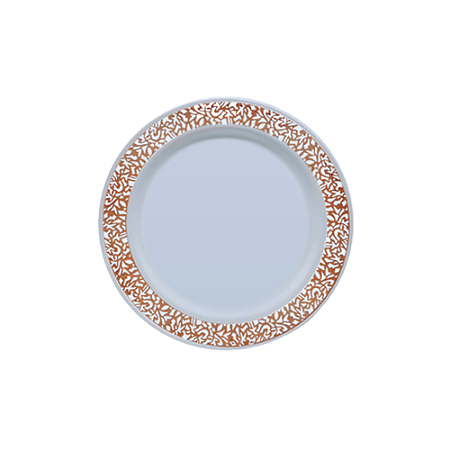 Prato Sobremesa Borda Vazado Rose 19Cm 6un Decoração Festas