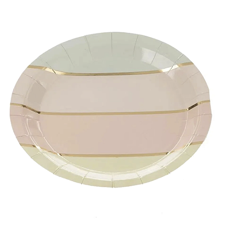 Prato De Papel Candy Com Dourado 18Cm 10un Festas Descartável