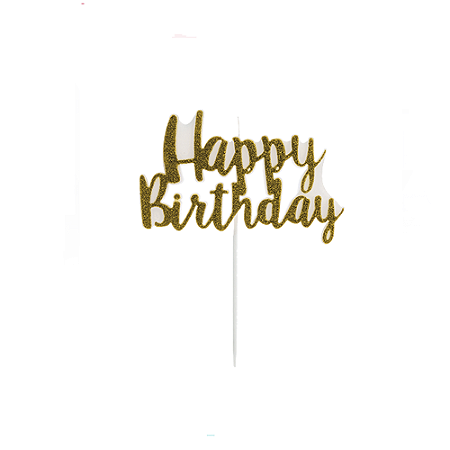 Vela Happy Birthday Dourado C/ Glitter No Palito Festas