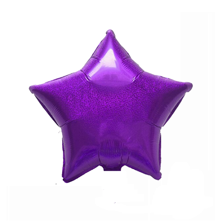 Balão Estrela Holográfico Roxo 18" 45cm Metalizado Decoração