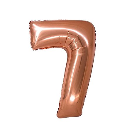 Balão Nº7 Rose Gold 16" 40cm Metalizado Decoração Silver