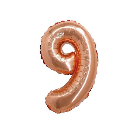 Balão Nº9 Rose Gold 16" 40cm Metalizado Decoração Silver