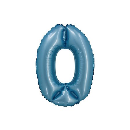 Balão Nº0 Azul Bebê 16" 40cm Metalizado Decoração Silver