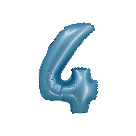Balão Nº4 Azul Bebê 16" 40cm Metalizado Decoração Silver