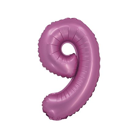 Balão Nº9 Rosa 16" 40cm Cromado Decoração Festas Silver