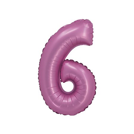 Balão Nº6 Rosa 16" 40cm Cromado Decoração Festas Silver