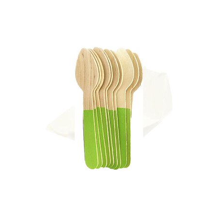 Mini Colher De Madeira Verde 10CM Decorativa Festas 10un