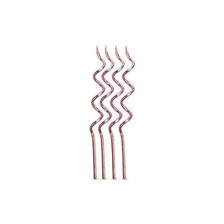 Vela Espiral Rose Gold Metalizada Decorativa Festas 4un Silver