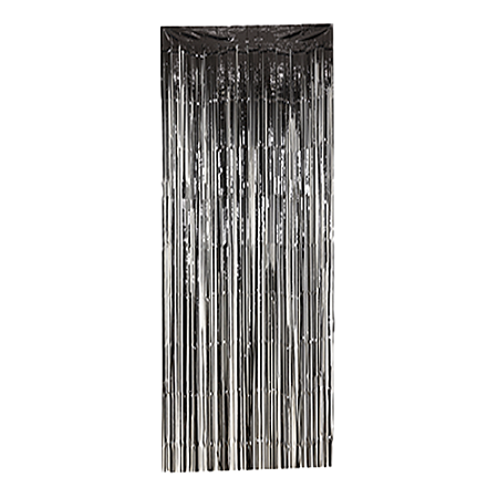 Cortina Metalizada Preto Decorativa 2x1 Silver Festas