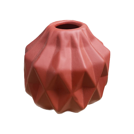 Mini Vaso Geométrico Vermelho Fosco Decorativo Flores