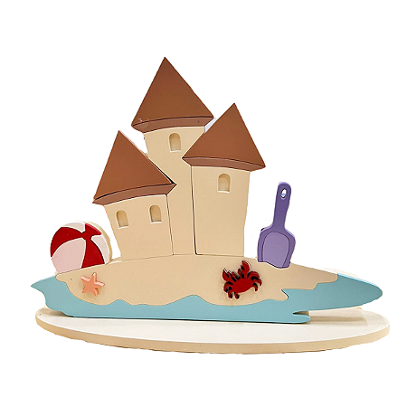 Display Castelo De Areia Pá Lilás Bola Branco E Vermelho