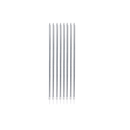 Vela Grande Prata Metalizada Decoração 18cm 8un Silver Festas
