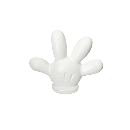 Luva Mouse Plástico Branco Enfeite Decorativa 15CM
