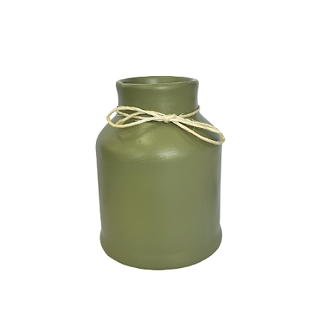 Vaso Alfenas Verde Eucalipto Médio Cerâmica Decorativo Festas