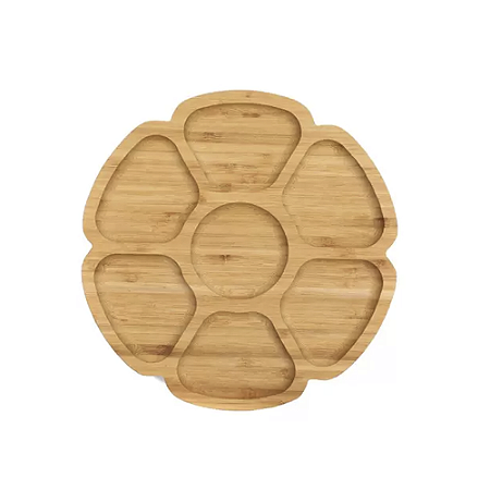 Petisqueira Bambu Formato Flor Decorativa 7 Espaços 19,5CM
