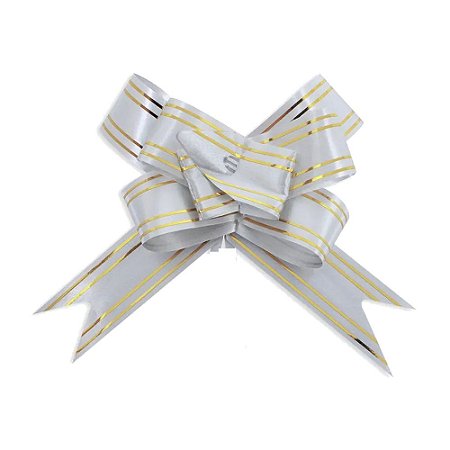 Laço Pronto Cinza Grande 28mm Decorativo Embalagens 10un