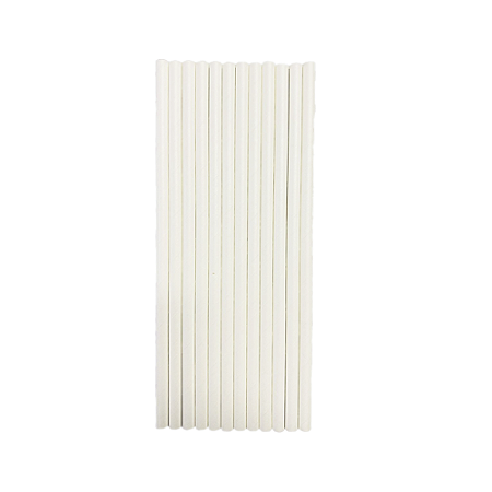 Canudo Liso Branco Papel Biodegradável Decoração Festa 12un