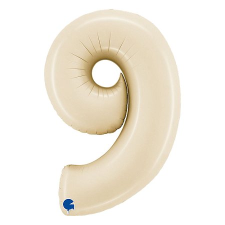 Número Metalizado 66cm Satin Cream 9 Decorativo Festas