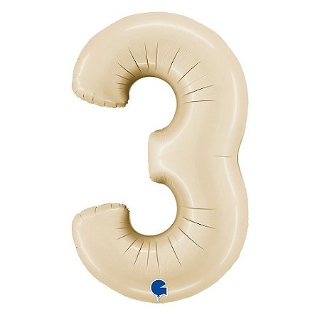 Número Metalizado 66cm Satin Cream 3 Decorativo Festas
