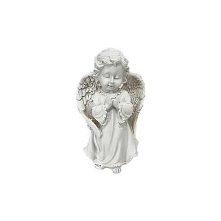 Anjo Resina Rezando Em Pé Decorativo Batizado
