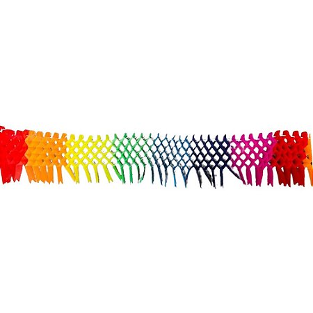 Enfeite Franja Sanfonado Papel Seda Colorido 2m Decorativo
