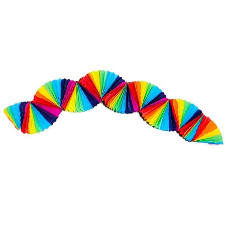 Enfeite Leque Sanfonado Papel Seda Colorido 1,40m Decorativo
