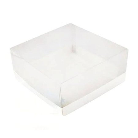 Caixa Torta Branca Tampa Transparente 29x29x8,5 Embalagem 5un