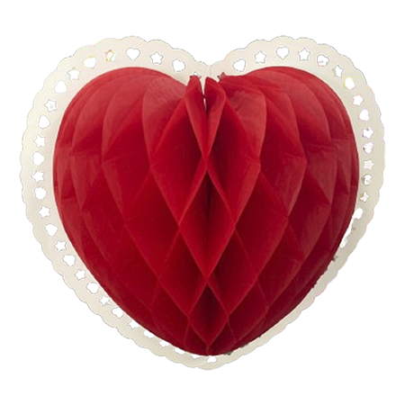 Enfeite Coração De Papel 37CM Vermelho Adorno 3D Decoração