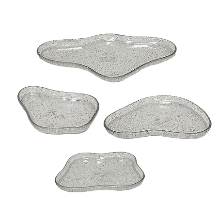 Kit 4 Bandejas Orgânicas Clean Só Boleiras Glitter Prata