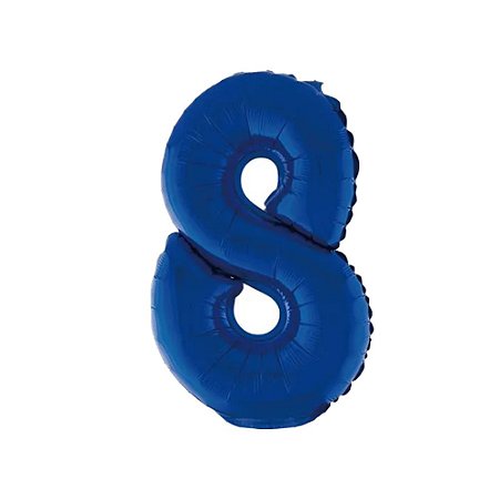 Balão 40cm Azul Escuro Metalizado Nº8 Silver Decorativo