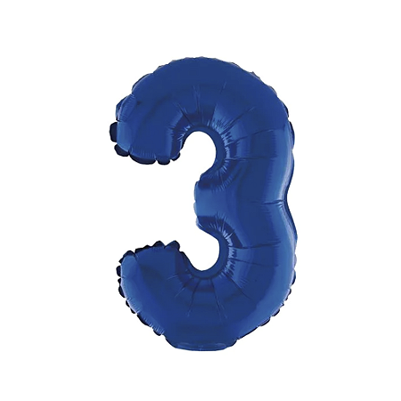 Balão 40cm Azul Escuro Metalizado Nº3 Silver Decorativo