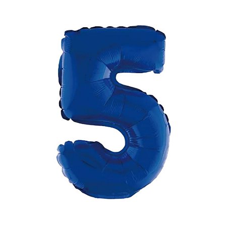 Balão 40cm Azul Escuro Metalizado Nº5 Silver Decorativo