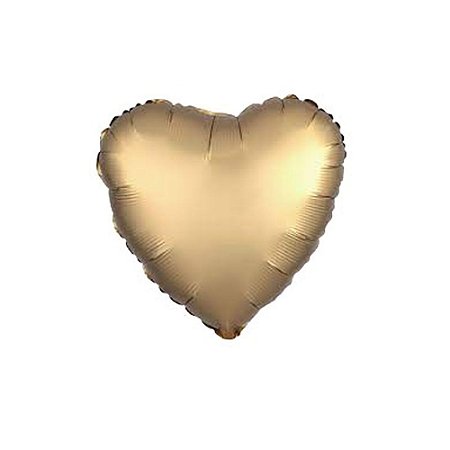 Balão Metalizado Coração Ouro Cromado 18" Silver Festas