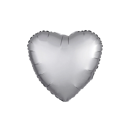 Balão Metalizado Coração Prata Cromado 18" Silver Festas