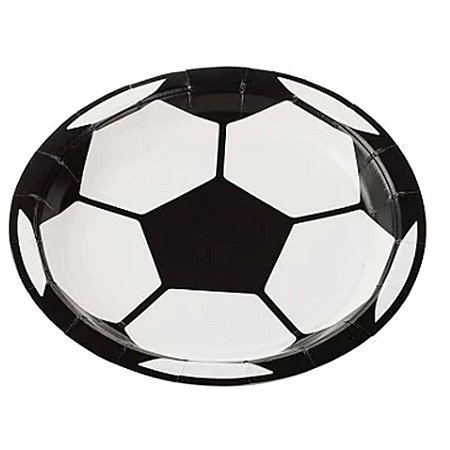 Prato De Papel Futebol Bola 18Cm 10un Festas Descartável