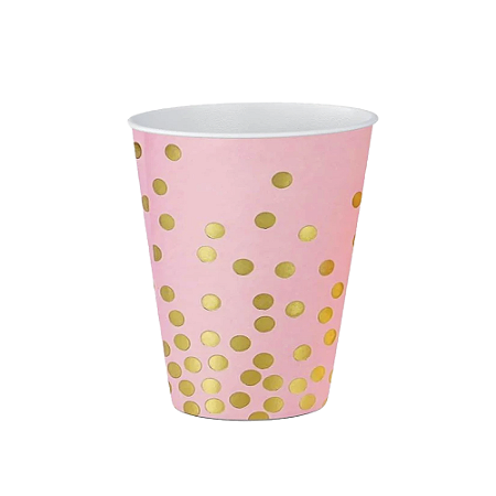 Copo De Papel 270ml Metalizado Confete Dourado 10un Festa
